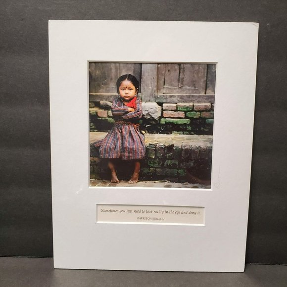Emerson Matabele photography Matted Art Print Nepal Child Garrison Keillor Quote - Picture 1 of 7